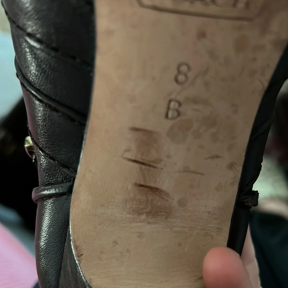 COACH Marsha Mid-Calf Chestnut Brown Leather High Heel Boots Women's Size 8 - Picture 8 of 8